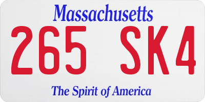 MA license plate 265SK4