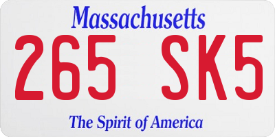 MA license plate 265SK5