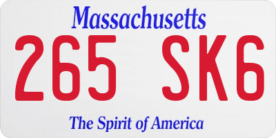 MA license plate 265SK6