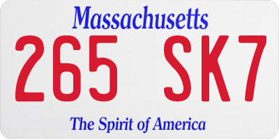 MA license plate 265SK7