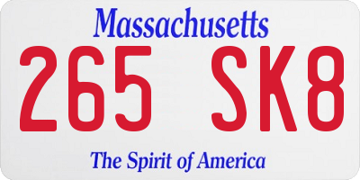 MA license plate 265SK8