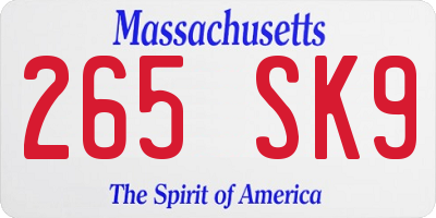 MA license plate 265SK9