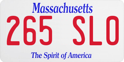 MA license plate 265SL0
