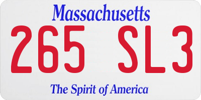 MA license plate 265SL3