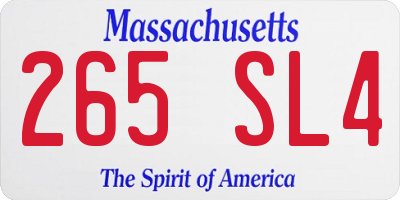 MA license plate 265SL4