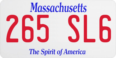 MA license plate 265SL6