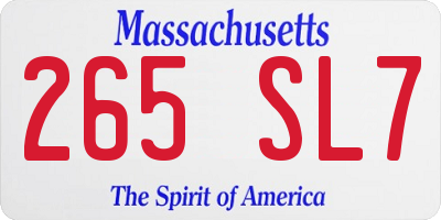 MA license plate 265SL7