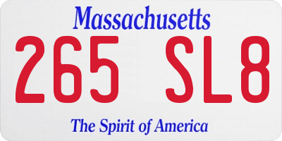 MA license plate 265SL8