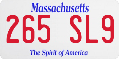 MA license plate 265SL9
