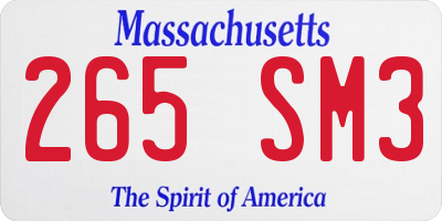 MA license plate 265SM3