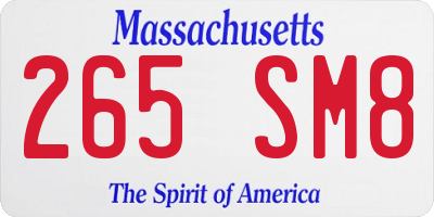 MA license plate 265SM8
