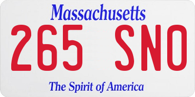 MA license plate 265SN0