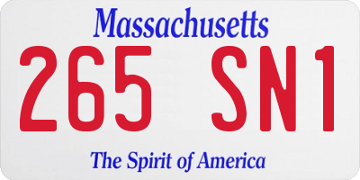 MA license plate 265SN1
