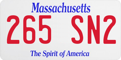 MA license plate 265SN2