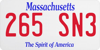 MA license plate 265SN3