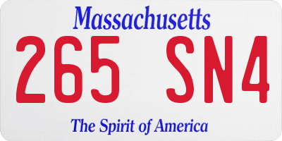 MA license plate 265SN4