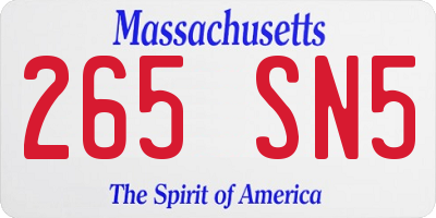 MA license plate 265SN5