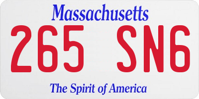 MA license plate 265SN6