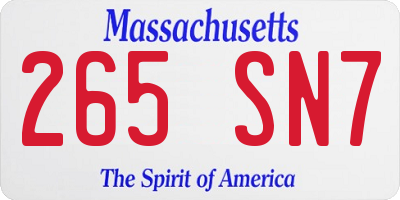 MA license plate 265SN7