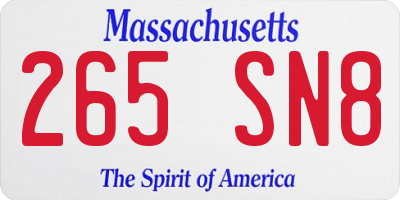MA license plate 265SN8