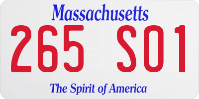 MA license plate 265SO1