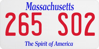 MA license plate 265SO2