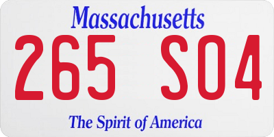 MA license plate 265SO4
