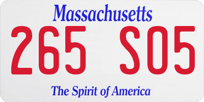 MA license plate 265SO5