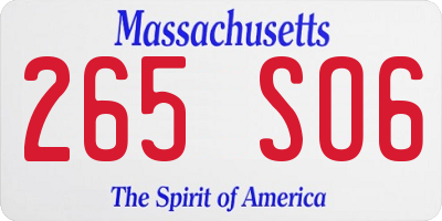 MA license plate 265SO6