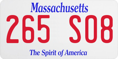 MA license plate 265SO8