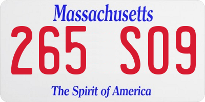 MA license plate 265SO9