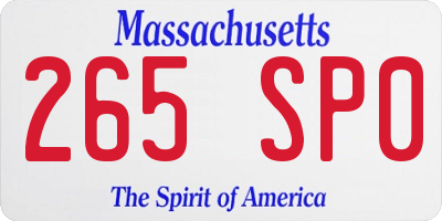 MA license plate 265SP0