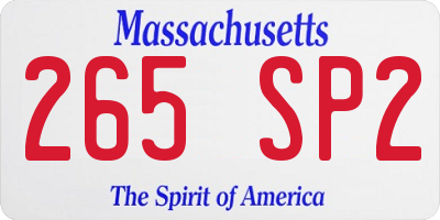 MA license plate 265SP2