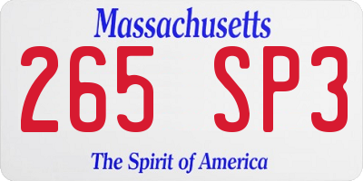 MA license plate 265SP3