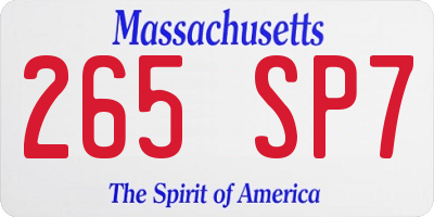 MA license plate 265SP7