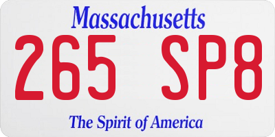 MA license plate 265SP8