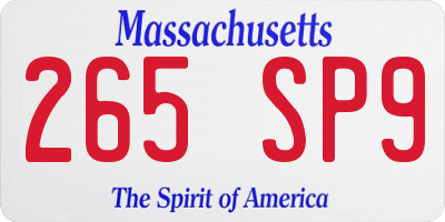MA license plate 265SP9