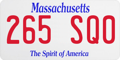 MA license plate 265SQ0