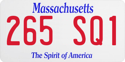 MA license plate 265SQ1