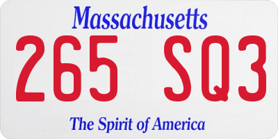 MA license plate 265SQ3