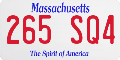 MA license plate 265SQ4
