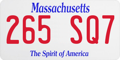 MA license plate 265SQ7