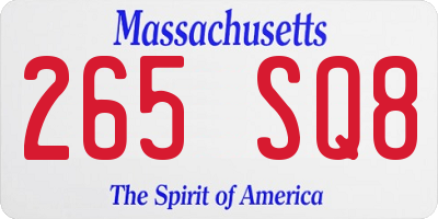 MA license plate 265SQ8