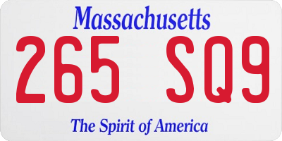 MA license plate 265SQ9