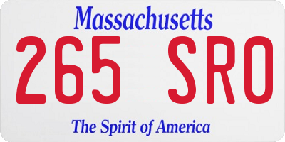 MA license plate 265SR0