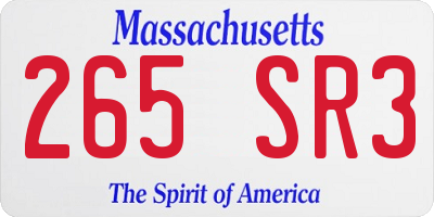 MA license plate 265SR3