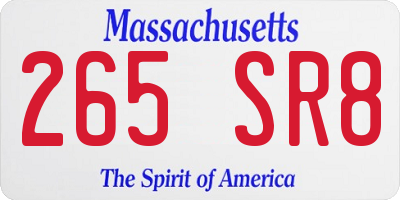 MA license plate 265SR8