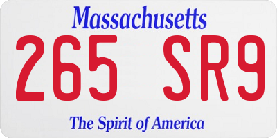 MA license plate 265SR9