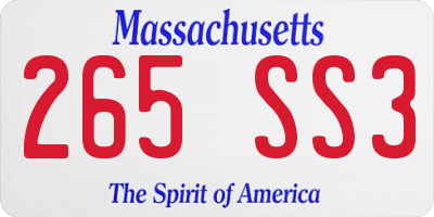MA license plate 265SS3