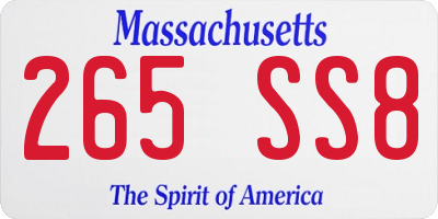 MA license plate 265SS8